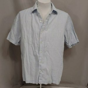 100% Linen Men's Short Sleeve Shirt Light Blue Brooks Sport Hong Kong Washable